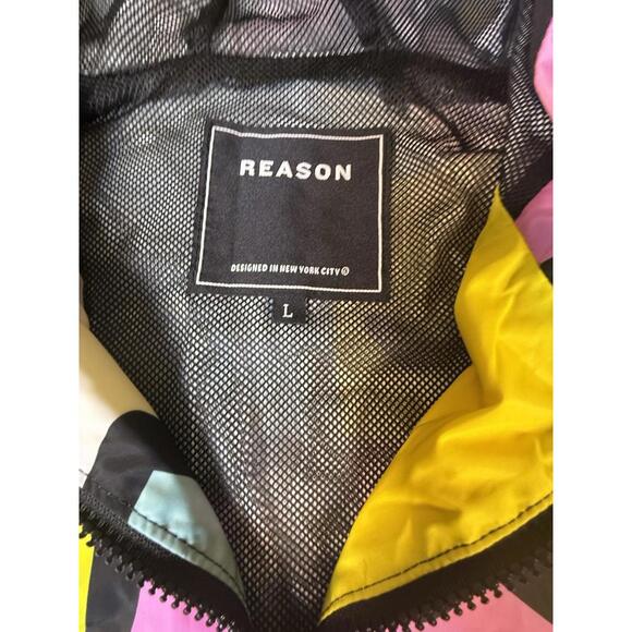 Reason Men’s RELAX ANORAK 80s Colorful Pullover Hoodie Windbreaker Jacket Large - Picture 5 of 16